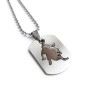 Lant inox Pandantiv Leu, zodia zodiacala, otel inoxidabil argintiu, dog tag 3.8cm, lantisor Army 60cm, cutie bijuterii