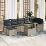 VidaXL Set de canapele pentru grădină 8 pcs Gri deschis Rattan poli