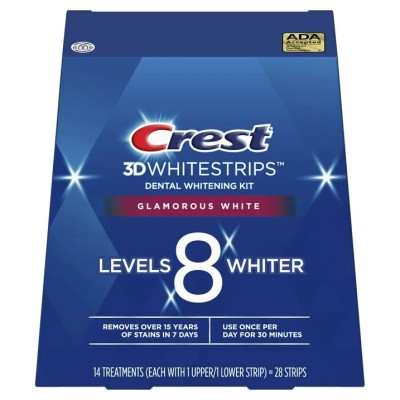 Benzi Crest 3D Glamorous White, 14 plicuri, 10% concentratie, tratament pentru albirea dintilor foto