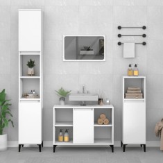 vidaXL Set mobilier de baie, 3 piese, alb, lemn compozit 3185621