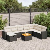 vidaXL Set mobilier de grădină cu perne, 9 piese, negru, poliratan 3325801