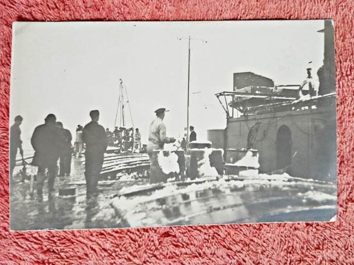 Fotografie tip carte postala, Marina Americana pe Dunare