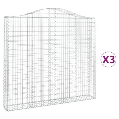 Cosuri gabion arcuite 3 buc, 200x30x180/200cm, fier galvanizat foto