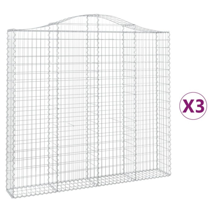 Cosuri gabion arcuite 3 buc, 200x30x180/200cm, fier galvanizat