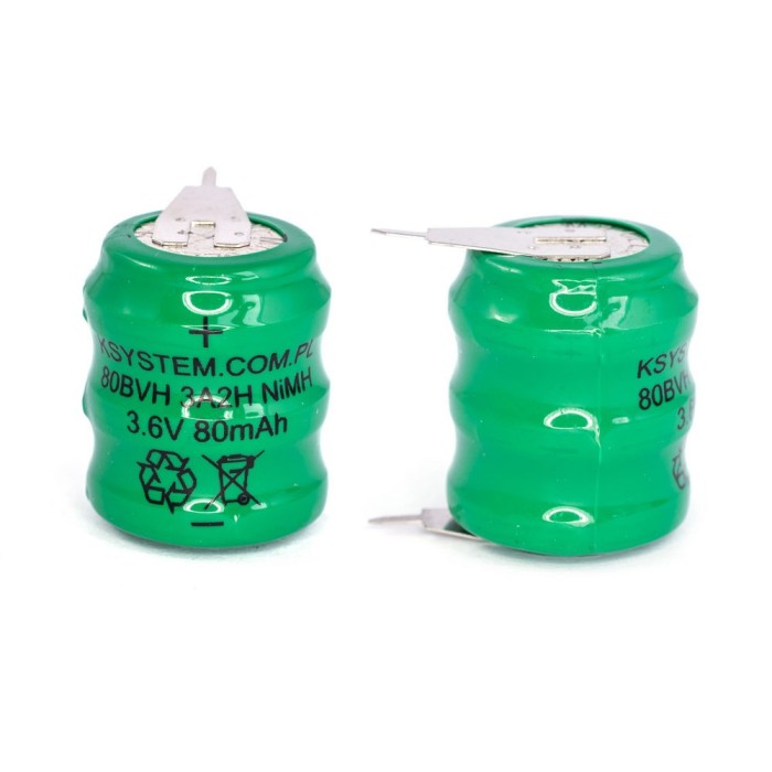 Accu.ind.16x18mm 3.6V 80mAh Ni-MH 2pini