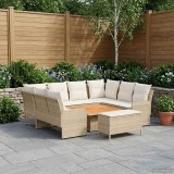 vidaXL Seturi de mobilier cu pernă 7 pcs Bej și crem Ratan PE 3422192