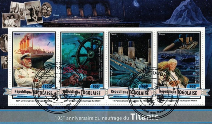 TOGO 2017 - Titanic, aniv. 105 ani /set complet - bloc + colita (2 imagini)