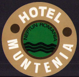 HST A129 Etichetă reclamă Hotel Muntenia stațiunea Neptun Rom&acirc;nia comunistă