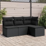 Cumpara ieftin Gossi set mobilier de gradina cu perne, 4 piese, negru, poliratan