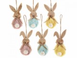 Cumpara ieftin Set 6 Iepurasi suspendabili din textil 6x13 cm