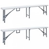 Gossi banci de gradina pliabile, 2 buc., alb, 180 cm, hdpe