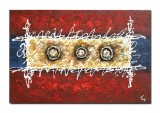 Cumpara ieftin Tablou abstract pictat manual living, birou, Compozitie abstracta 2, 90x60cm ulei pe panza efect 3D, gata de expus pe perete
