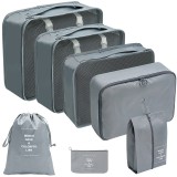 Set 7 genti de calatorie, flippy, pentru depozitare, compresibile, 7 dimensiuni, impermeabile, design cu plasa, pliabile, manere robuste, fermoar dubl