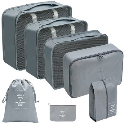 Set 7 genti de calatorie, flippy, pentru depozitare, compresibile, 7 dimensiuni, impermeabile, design cu plasa, pliabile, manere robuste, fermoar dubl foto