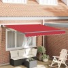 Copertină Manual Roșu 3 x 2,5 m Poliester și metal