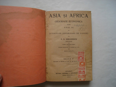 Asia si Africa. Geografie economica pentru anul I-iu - P.N. Mirodescu (1926) foto