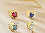 Cumpara ieftin Cercei Stud din Argint 925 Placat cu Aur , Colectia Dreamy Heart cu Zirconii Colorate E i Perle