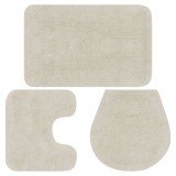 Cumpara ieftin Set covorașe baie, 3 piese, alb, textil, vidaXL