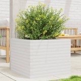 vidaXL Jardinieră de grădină, alb, 60x60x45,5 cm, lemn masiv de pin
