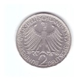 Moneda Germania 2 mark/marci 1965 F, Max Planck, stare buna, curata