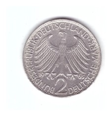 Moneda Germania 2 mark/marci 1965 F, Max Planck, stare buna, curata