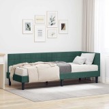 vidaXL Cadru de pat colțar cu saltea cu headboard 2 pcs Verde Catifea 3393960