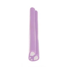 Inimă - decorațiune fimo de culoare mov-albă, băț