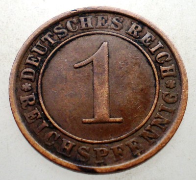 B.169 GERMANIA WEIMAR 1 REICHSPFENNIG 1932 A foto