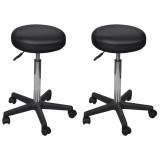 vidaXL Taburete de birou, 2 buc., negru, 35,5x84 cm, piele ecologică