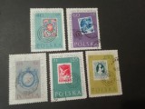 Seria Completă Polonia 1960 - Centenarul Timbrului Polonez, Timbre pe Timbre, Dama cu Hermina, 5v, Ștampilată -A333, Stampilat