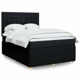 vidaXL Pat box spring cu saltea, negru, 140x200 cm, textil 3292081