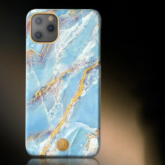 Husa iPhone 11 Pro, Kingxbar Marble Series, Design Marmura, Placa metalica, Albastru foto