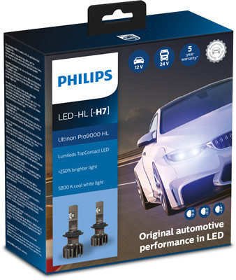 Set 2 Buc Bec Led Philips 12/24V 18W Ultinon Pro9000 HL Alb 5800K 11972U90CWX2 foto