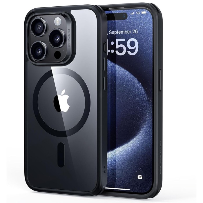 Husa iPhone 15 Pro Max ESR Classic Hybrid HaloLock, negrutransparenta
