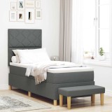 Cumpara ieftin Pat cu arcuri cu headboard Gri inchis 200 x 80 cm tesatura
