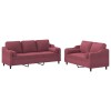 Set canapea cu perne, 2 piese, rosu vin, material textil