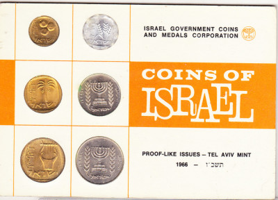 bnk mnd Israel set monede 1966 proof like, in folder original foto