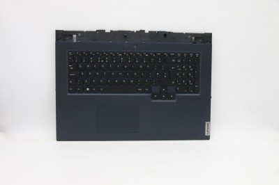 Carcasa superioara cu tastatura palmrest Laptop, Lenovo, Legion 5-17ACH6H Type 82JY, 5CB1C19228, AP22F000A00, Phantom Blue, iluminata, layout UK foto