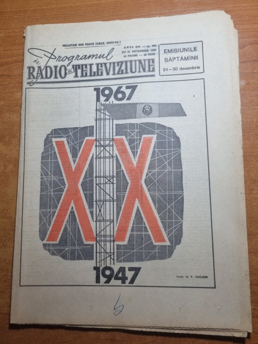 revista radio tv 21 decembrie 1967 cu programul din 24-30 decembrie 1967