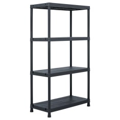 vidaXL Raft de depozitare, negru, 60 x 30 x 138 cm, plastic, 100 kg