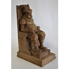 Statueta veche sculptata din lemn - Rege / Domnitor - 26,5 cm inaltime