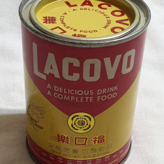Cutie reclama LACOVO are continut produs vechi colectie Epoca de Aur anii 1970