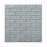 Set 10 placi tapet 3d, flippy, 70 x 77 cm, grosime 3 mm, din polietilena, model caramida, suprafata acoperita 5.3 mp, argintiu