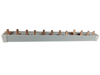 Pieptene busbar tip pin 4 poli (3x4 module) 12 module 80A 210mm 16mm &amp;sup2; pentru conexiuni electrice in sigurante L1, L2, L3, N, izolata foto