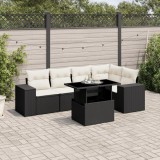 Cumpara ieftin Gossi set mobilier de gradina cu perne, 6 piese, negru, poliratan