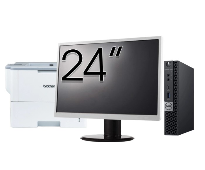 Pachet Calculator Second Hand DELL OptiPlex 5060 Mini PC, Intel Core i5-8500T 2.10-3.50GHz, 8GB DDR4, 256GB SSD + Monitor 24&amp;quot; + Imprimanta Brothe