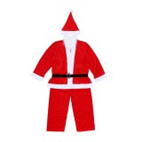Costum mos craciun pentru baiat 10-12 ani, 5 piese catifea, rosu