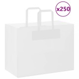 Pungi H&acirc;rtie Albe cu M&acirc;nere 250 buc 32x17x25 cm vidaXL - Sacose Cadouri, Cumparaturi, Petreceri, Hartie Kraft 80 g/mp, 7kg