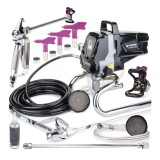 Pompa Vopsit Airless Powermat 1200W, 220 Bar, 1.5L/min, Furtun 7.5m, Pistol Inclus, Duze 515/517, Lavabila, Lac