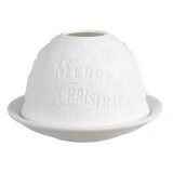 Candela portelan alb Merry Christmas 12x8 cm